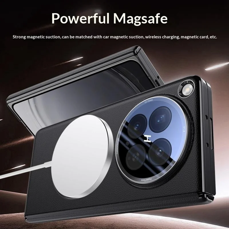 For Oppo Find N6 5G Magnetic Case with Tempered Glass Lens Protector 360° Rotating Ring Kickstand Protective Cover - Black