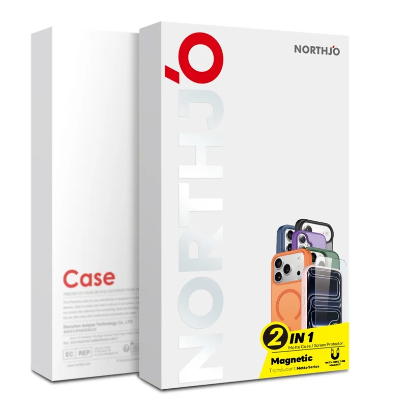 NORTHJO For iPhone 14 Plus Case Compatible with MagSafe Translucent Matte Shockproof Phone Cover with Tempered Glass Film - Grey