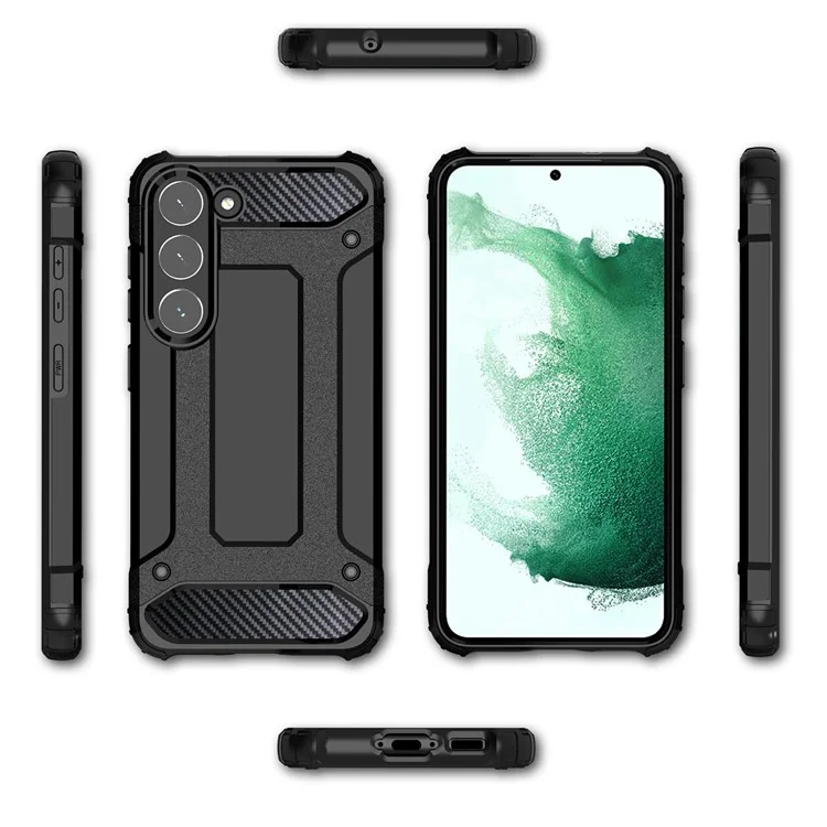 For Samsung Galaxy S23 Flexible TPU + Hard PC Phone Cover Cell Phone Case Anti-scratch Phone Cover - Black