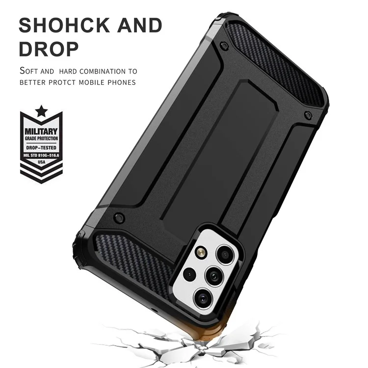 Phone Back Cover for Samsung Galaxy A23 4G / 5G (Global Version), Scratch Resistant TPU + PC Cell Phone Case - Black