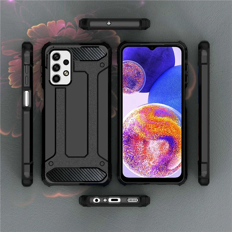 Phone Back Cover for Samsung Galaxy A23 4G / 5G (Global Version), Scratch Resistant TPU + PC Cell Phone Case - Black