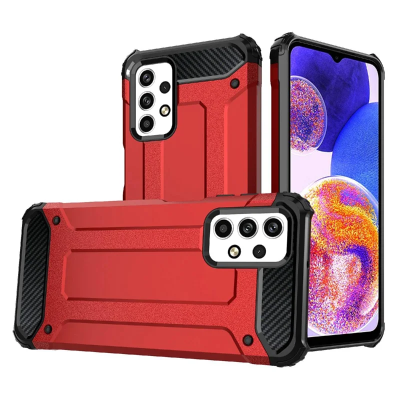 Phone Back Cover for Samsung Galaxy A23 4G / 5G (Global Version), Scratch Resistant TPU + PC Cell Phone Case - Red