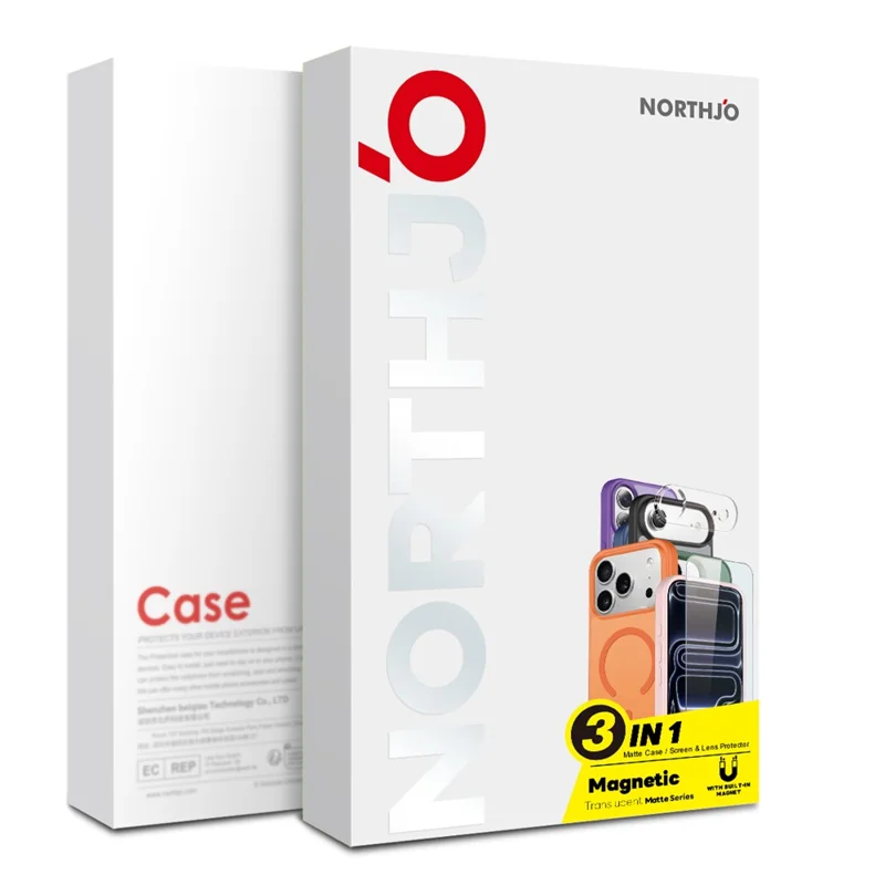 NORTHJO For iPhone 16 Pro Magnetic Case Translucent Matte Shockproof Phone Cover Set with Front Screen Protector + Lens Film - Grey