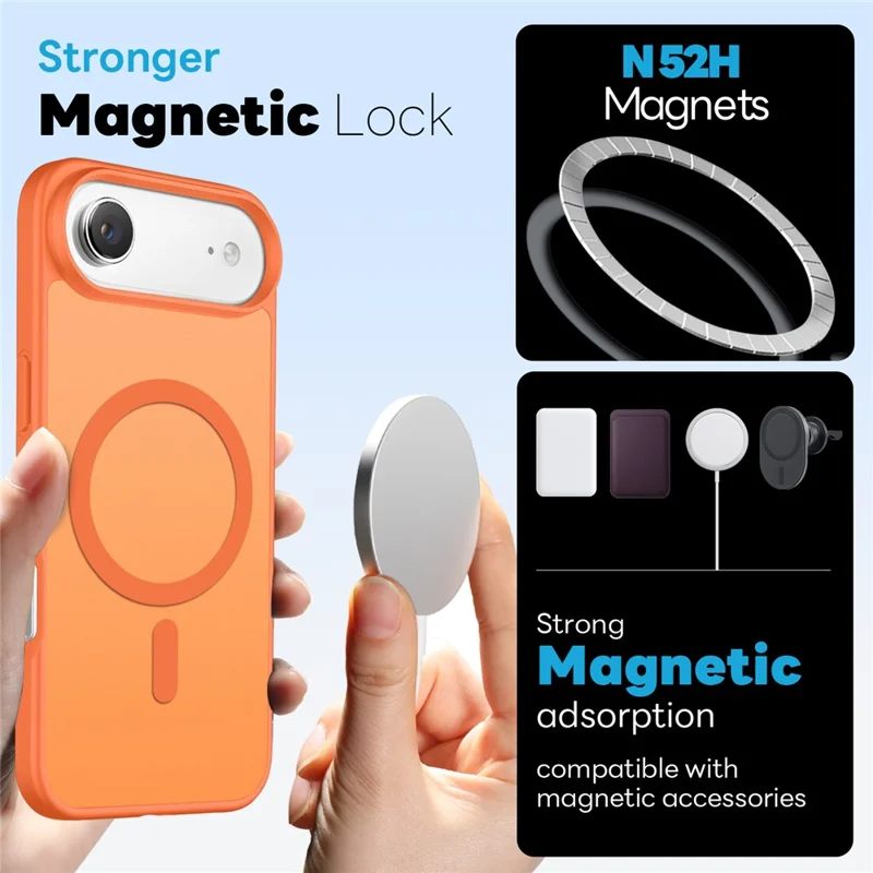 NORTHJO 5 in 1 Set for iPhone Air Magnetic Case Translucent Matte Shockproof Phone Cover with 2Pcs Front Screen Protector + 2Pcs Lens Film - Orange