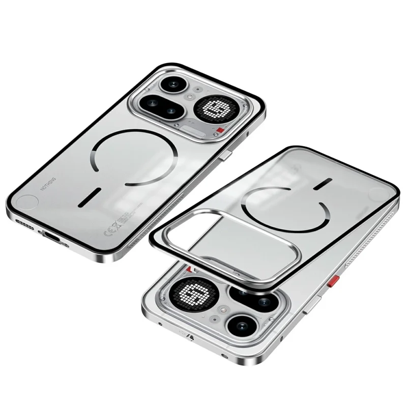 For Nothing Phone (4a) Pro Magnetic Case Aluminium Alloy PC Matte Phone Cover Pop-Up Snap Lock - Silver