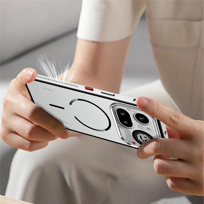 For Nothing Phone (4a) Pro Magnetic Case Aluminium Alloy PC Matte Phone Cover Pop-Up Snap Lock - Silver