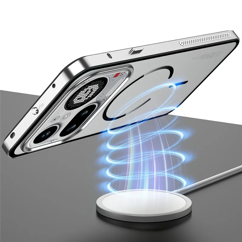 For Nothing Phone (4a) Pro Magnetic Case Aluminium Alloy PC Matte Phone Cover Pop-Up Snap Lock - Silver