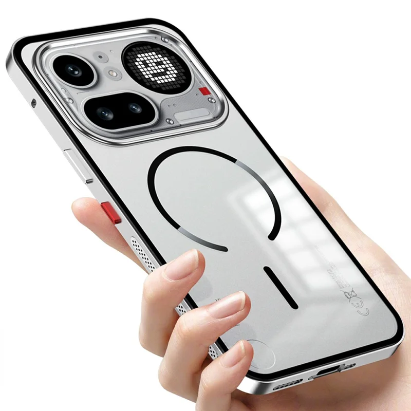 For Nothing Phone (4a) Pro Magnetic Case Aluminium Alloy PC Matte Phone Cover Pop-Up Snap Lock - Silver