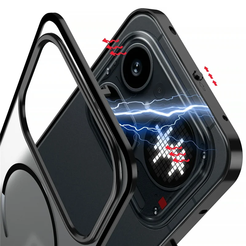 For Nothing Phone (4a) Pro Magnetic Case Aluminium Alloy PC Matte Phone Cover Pop-Up Snap Lock - Silver