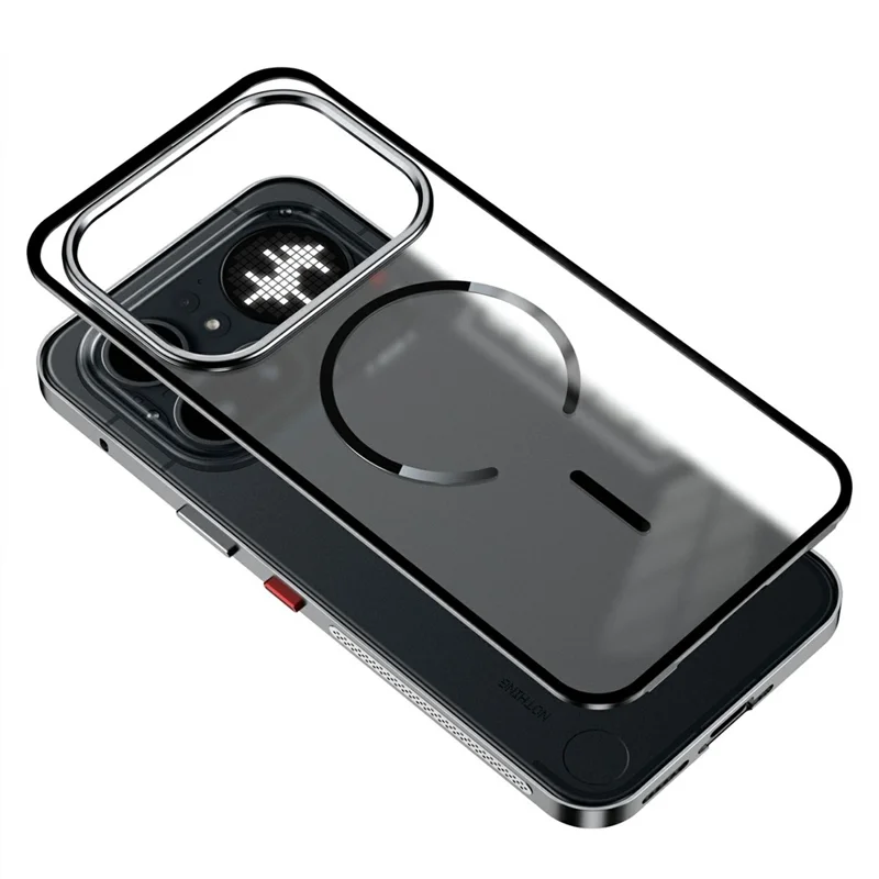 For Nothing Phone (4a) Pro Magnetic Case Aluminium Alloy PC Matte Phone Cover Pop-Up Snap Lock - Silver