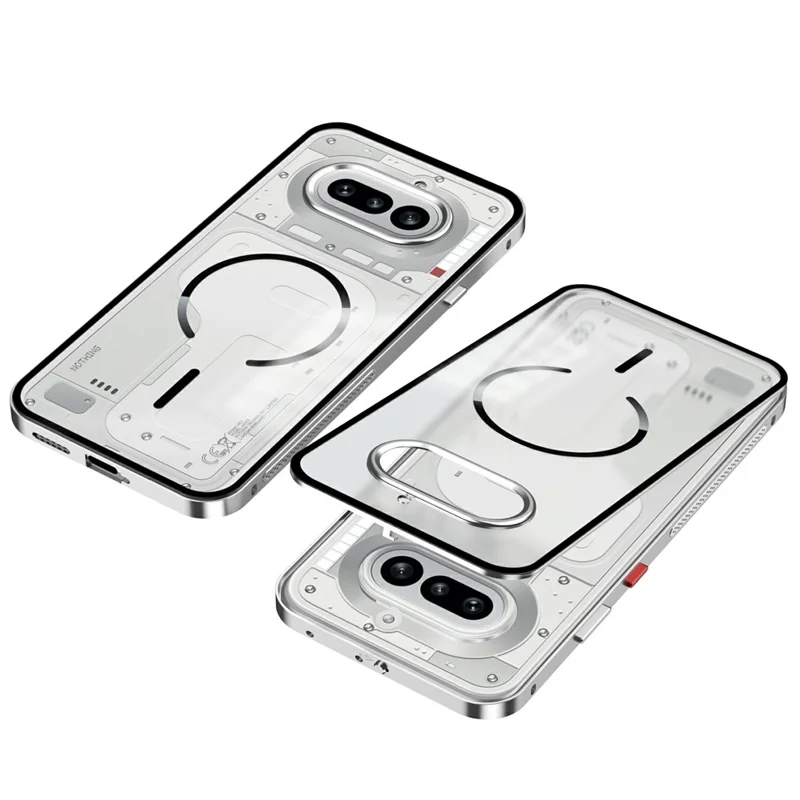 Магнитный чехол для Nothing Phone (4a), алюминиевый сплав, матовый поликарбонатный чехол, автоматическая защелка — серебро