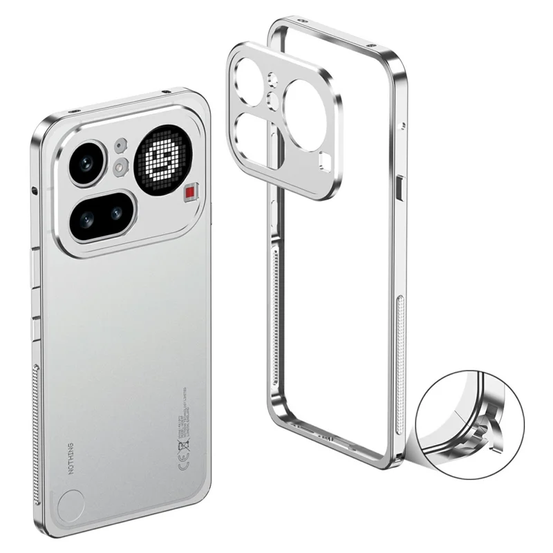 For Nothing Phone (4a) Pro Bumper Cases Metal Frame Heat Dissipation Cover with Lens Protector - Silver