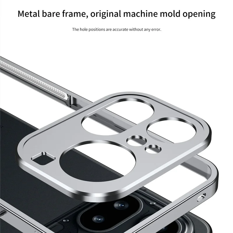 For Nothing Phone (4a) Pro Bumper Cases Metal Frame Heat Dissipation Cover with Lens Protector - Silver