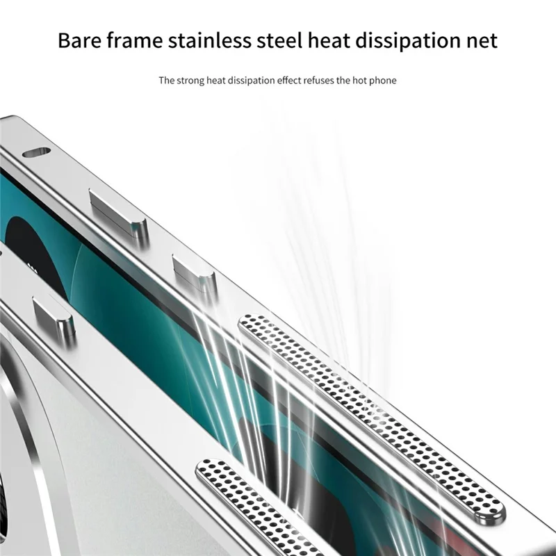 For Nothing Phone (4a) Pro Bumper Cases Metal Frame Heat Dissipation Cover with Lens Protector - Silver