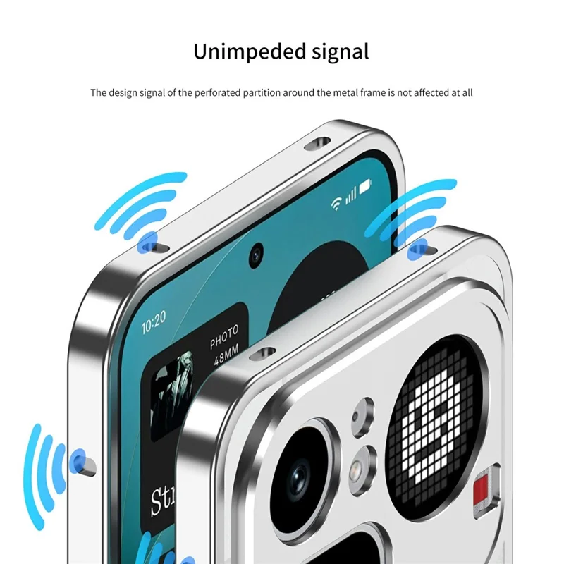 For Nothing Phone (4a) Pro Bumper Cases Metal Frame Heat Dissipation Cover with Lens Protector - Silver