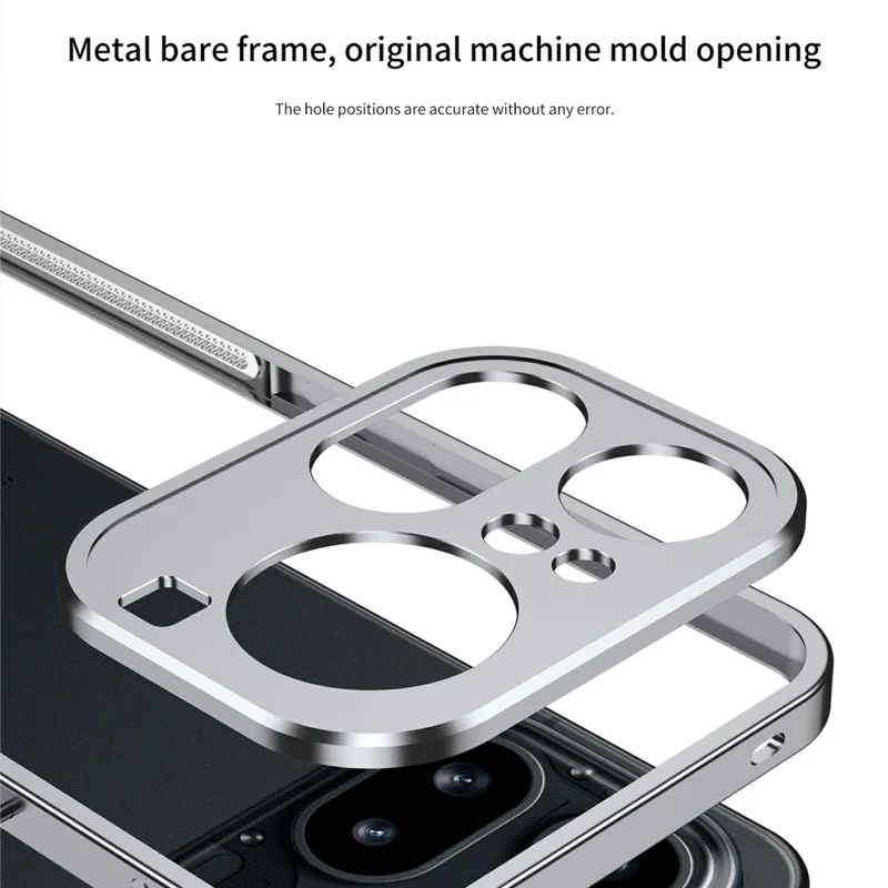 For Nothing Phone (4a) Bumper Cases Metal Frame Heat Dissipation Cover with Lens Protector - Silver
