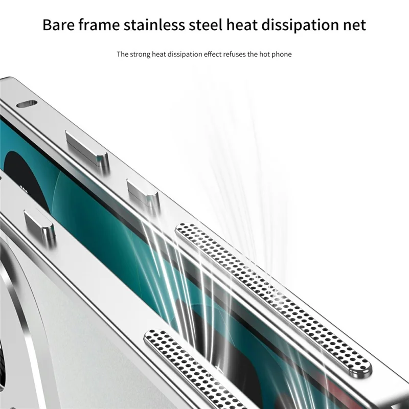 For Nothing Phone (4a) Bumper Cases Metal Frame Heat Dissipation Cover with Lens Protector - Silver