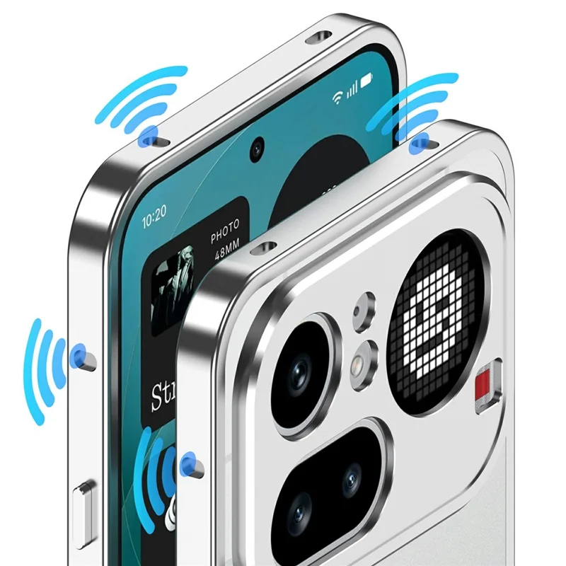For Nothing Phone (4a) Bumper Cases Metal Frame Heat Dissipation Cover with Lens Protector - Silver