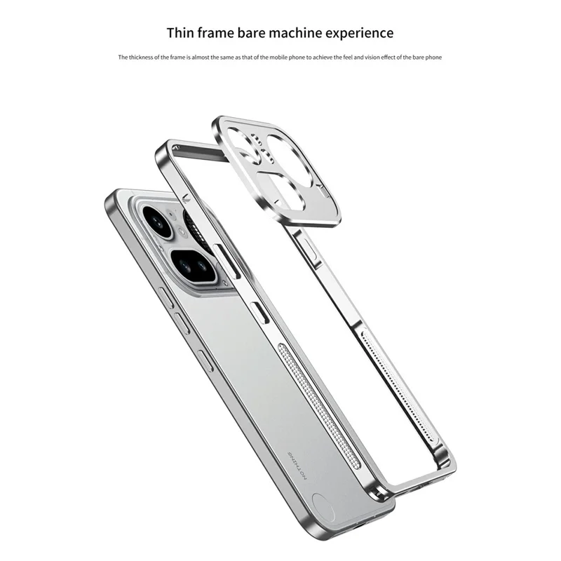 For Nothing Phone (4a) Bumper Cases Metal Frame Heat Dissipation Cover with Lens Protector - Silver