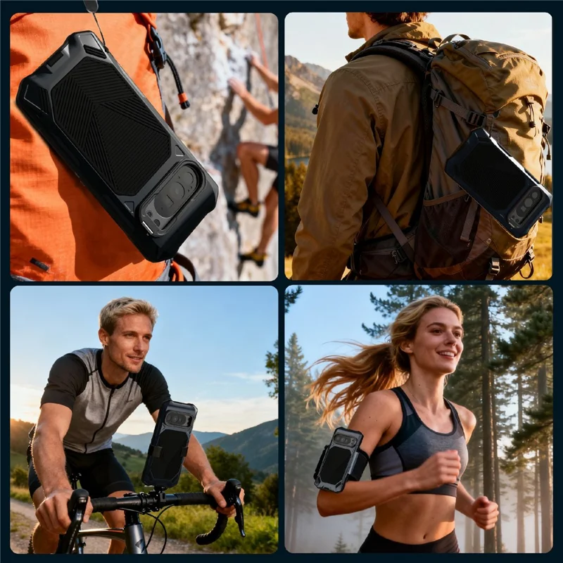 Magnetic Case For Google Pixel 10 Pro  /  10  /  9 Pro  /  9 Military Grade Shockproof Metal Silicone Cover with Lens Frame Kickstand - Black