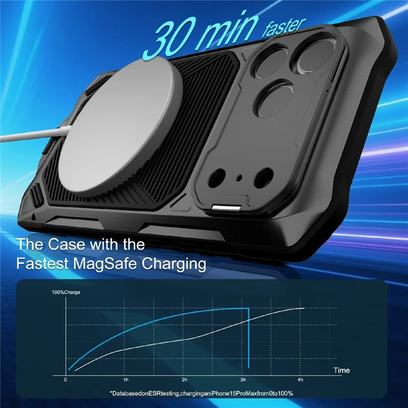 For iPhone 17 Pro Max Magnetic Case Military Grade Shockproof Metal Silicone Cover with Lens Frame Kickstand - Black