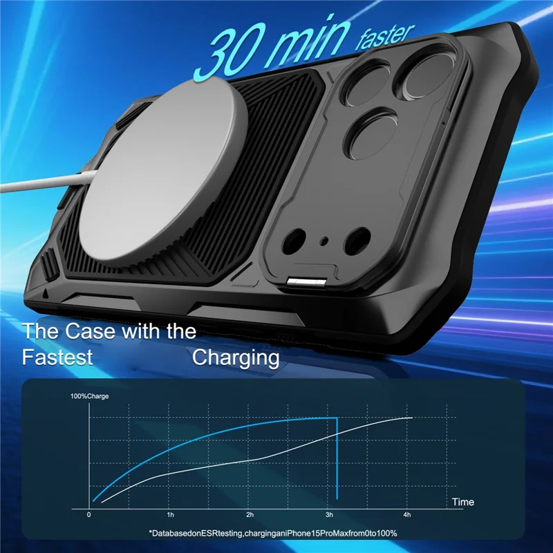 For iPhone 17 Pro Magnetic Case Military Grade Shockproof Metal Silicone Cover with Lens Frame Kickstand - Black