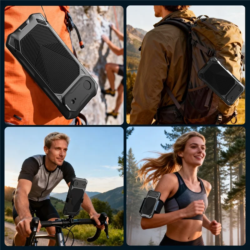 For iPhone Air Magnetic Case Military Grade Shockproof Metal Silicone Cover with Lens Frame Kickstand - Black