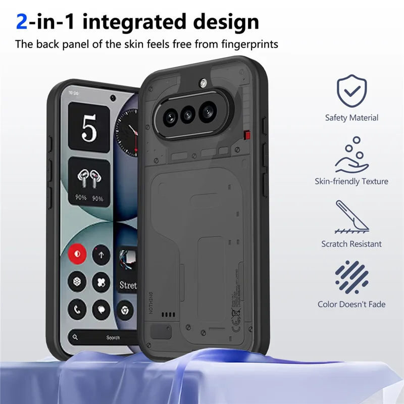 For Nothing Phone (4a) Matte Phone Case Semi-transparent Black Skin-friendly TPU PC Cover - Transparent Black