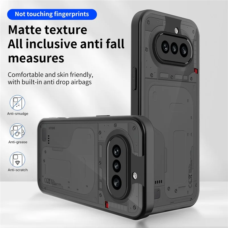 For Nothing Phone (4a) Matte Phone Case Semi-transparent Black Skin-friendly TPU PC Cover - Transparent Black