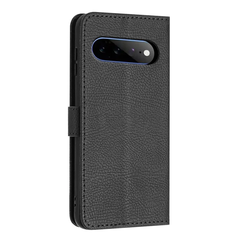 For Google Pixel 11 Pro XL Wallet Case Litchi Texture Leather Flip Cover with Card Slots and Hand Strap - Black