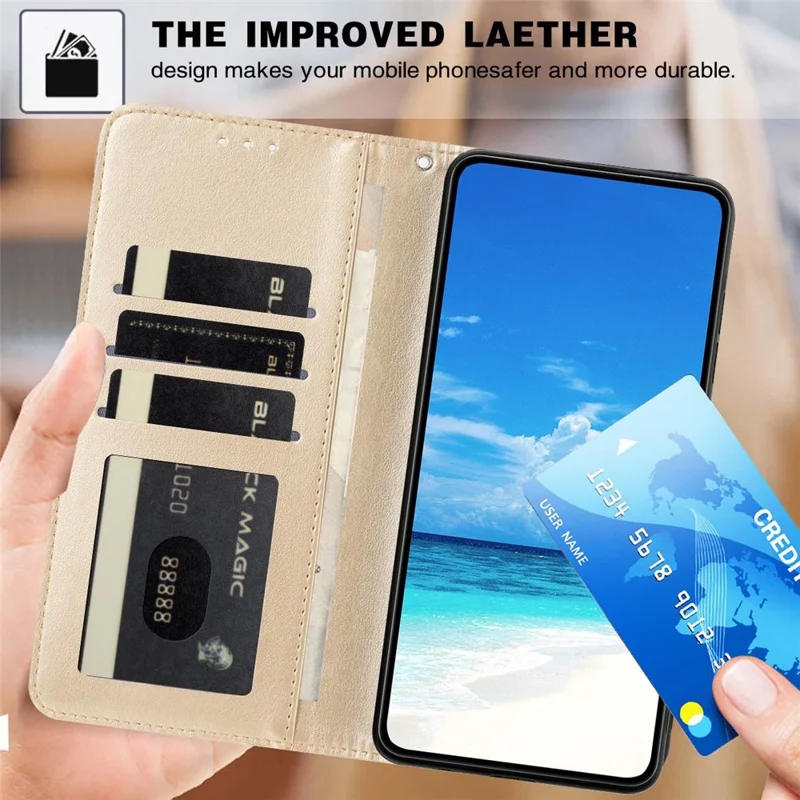 For Xiaomi Redmi 15a 5G Wallet Case Litchi Texture Leather Flip Cover with Card Slots and Hand Strap - Brown