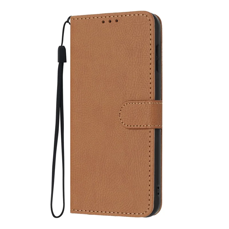 For Xiaomi Redmi 15a 5G Wallet Case Litchi Texture Leather Flip Cover with Card Slots and Hand Strap - Brown