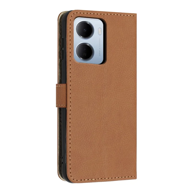 For Xiaomi Redmi 15a 5G Wallet Case Litchi Texture Leather Flip Cover with Card Slots and Hand Strap - Brown