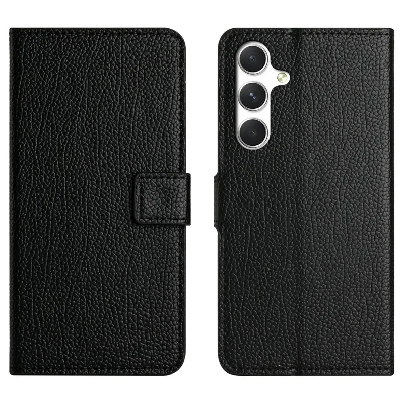 For Samsung Galaxy A37 5G  /  A36 5G Case PU Leather Wallet Phone Cover Litchi Texture, Black