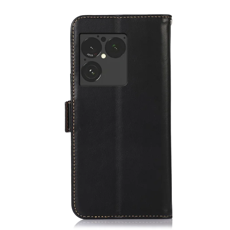 Funda para Sony Xperia 1 VIII, cartera de cuero genuino de vaca con bloqueo RFID, cubierta para teléfono - Negro