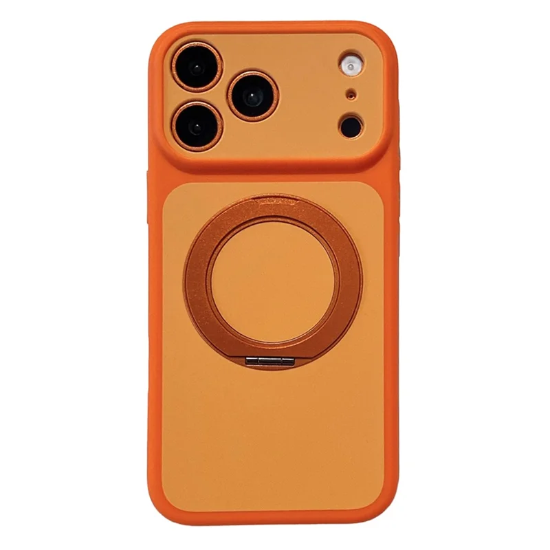 For iPhone 17 Pro Max Hoesje met 360° Draaiende Ringstand Skin-feel Schokbestendige PC TPU Beschermlaag - Oranje