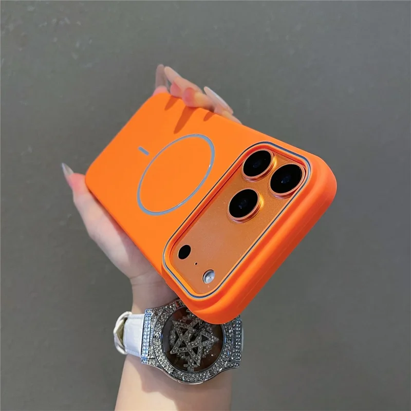 Capa Mate de Silicone Líquido Magnética para iPhone 17 Pro Compatível com Magsafe - Laranja