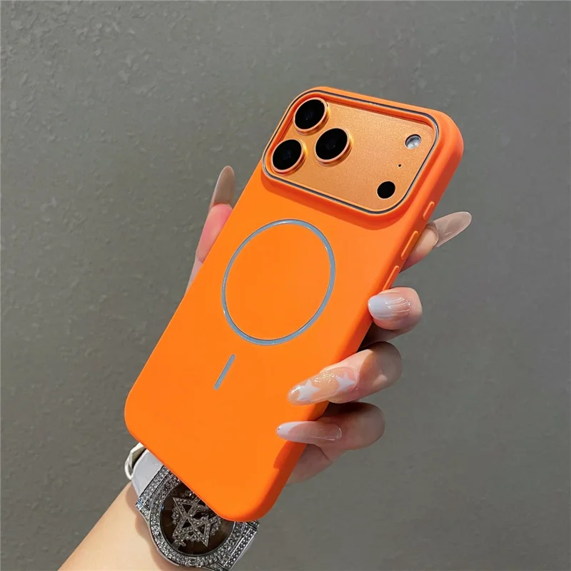 Capa Mate de Silicone Líquido Magnética para iPhone 17 Pro Compatível com Magsafe - Laranja