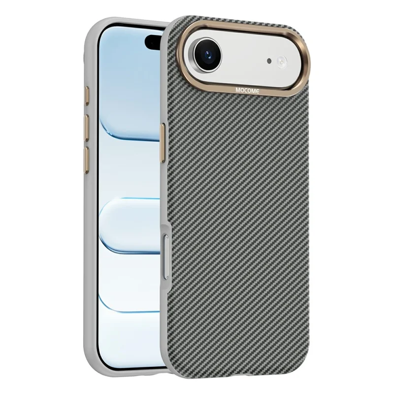 Cover per iPhone Air Compatibile con MagSafe, Texture in Fibra di Carbonio, Custodia Protettiva TPU PC Antiurto - Grigio