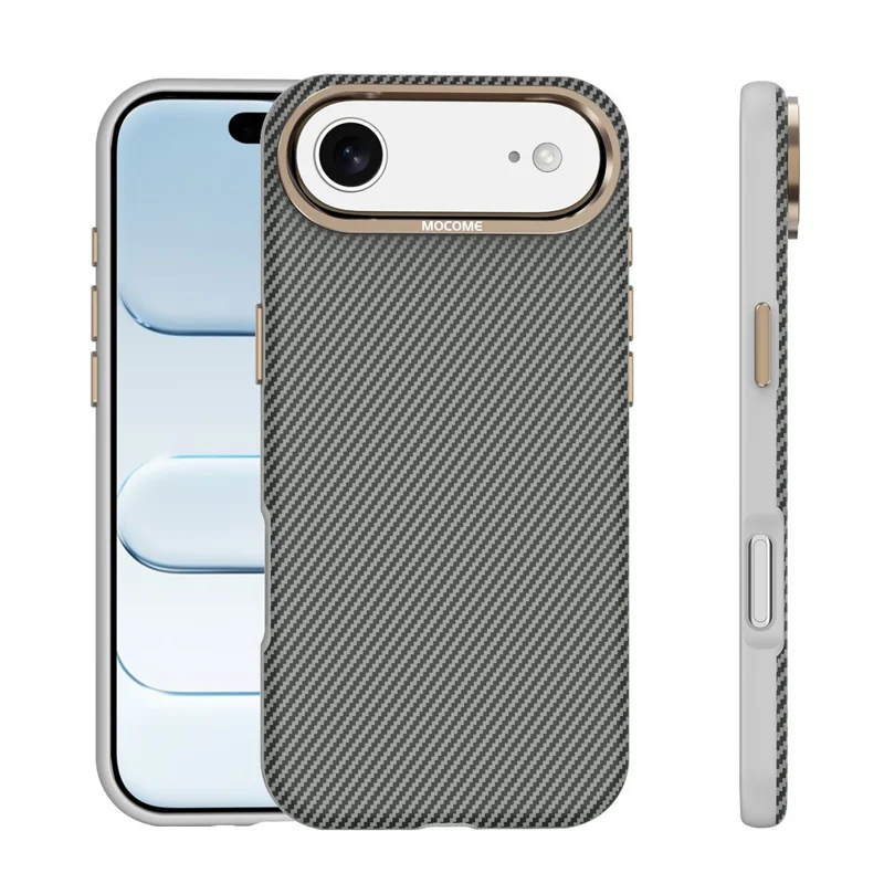 Cover per iPhone Air Compatibile con MagSafe, Texture in Fibra di Carbonio, Custodia Protettiva TPU PC Antiurto - Grigio