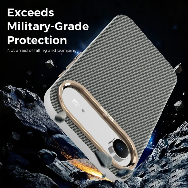 Cover per iPhone Air Compatibile con MagSafe, Texture in Fibra di Carbonio, Custodia Protettiva TPU PC Antiurto - Grigio