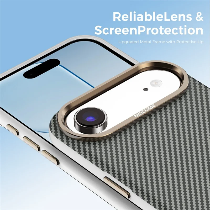 Cover per iPhone Air Compatibile con MagSafe, Texture in Fibra di Carbonio, Custodia Protettiva TPU PC Antiurto - Grigio