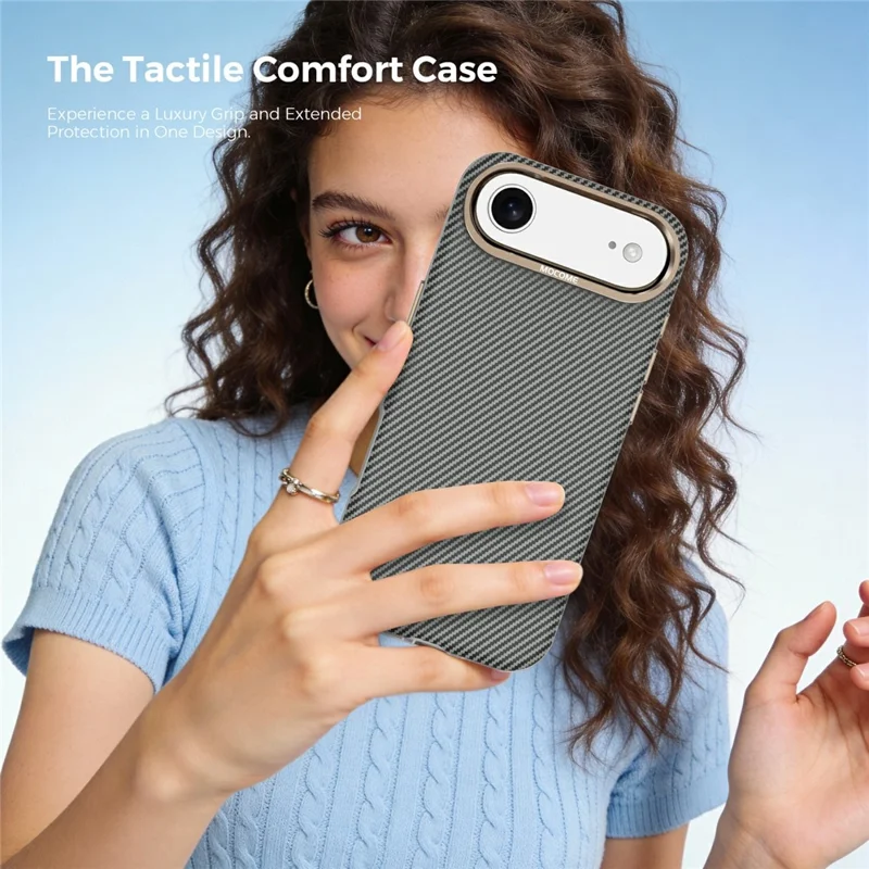 Cover per iPhone Air Compatibile con MagSafe, Texture in Fibra di Carbonio, Custodia Protettiva TPU PC Antiurto - Grigio