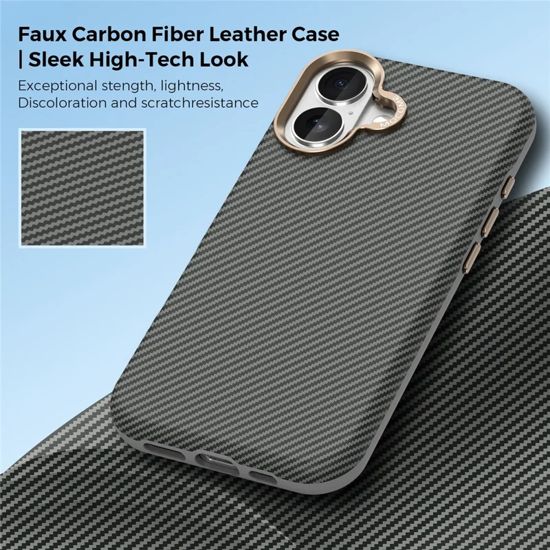 Coque pour iPhone 17 compatible avec MagSafe, texture en fibre de carbone, housse de protection anti-choc en TPU et PC - Gris