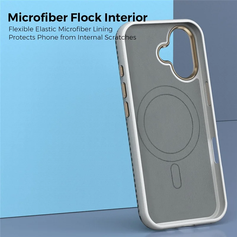 Coque pour iPhone 17 compatible avec MagSafe, texture en fibre de carbone, housse de protection anti-choc en TPU et PC - Gris