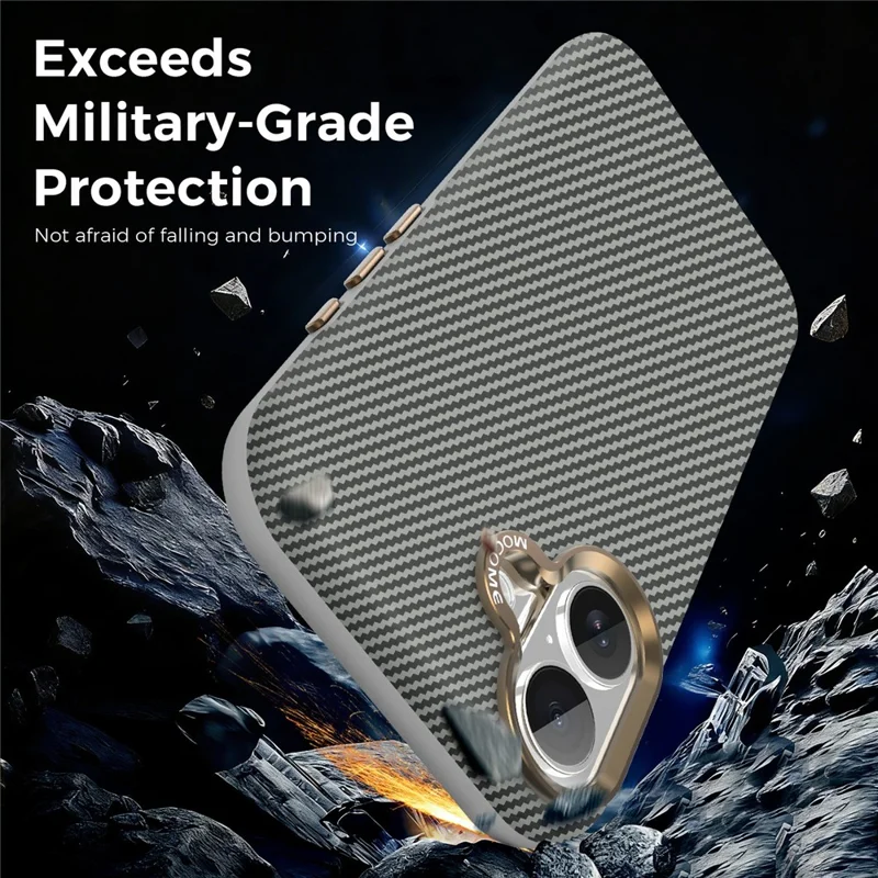 Coque pour iPhone 17 compatible avec MagSafe, texture en fibre de carbone, housse de protection anti-choc en TPU et PC - Gris