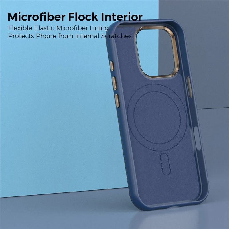 Étui pour iPhone 16 Pro Max compatible avec MagSafe, texture en fibre de carbone, housse de protection anti-choc en TPU et PC - Saphir