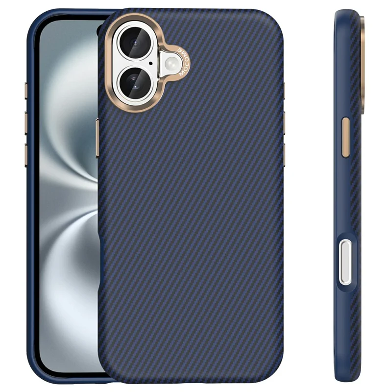 Für iPhone 16 Plus Hülle kompatibel mit MagSafe Kohlefaser-Optik stoßfest TPU PC Schutzhülle - Saphir