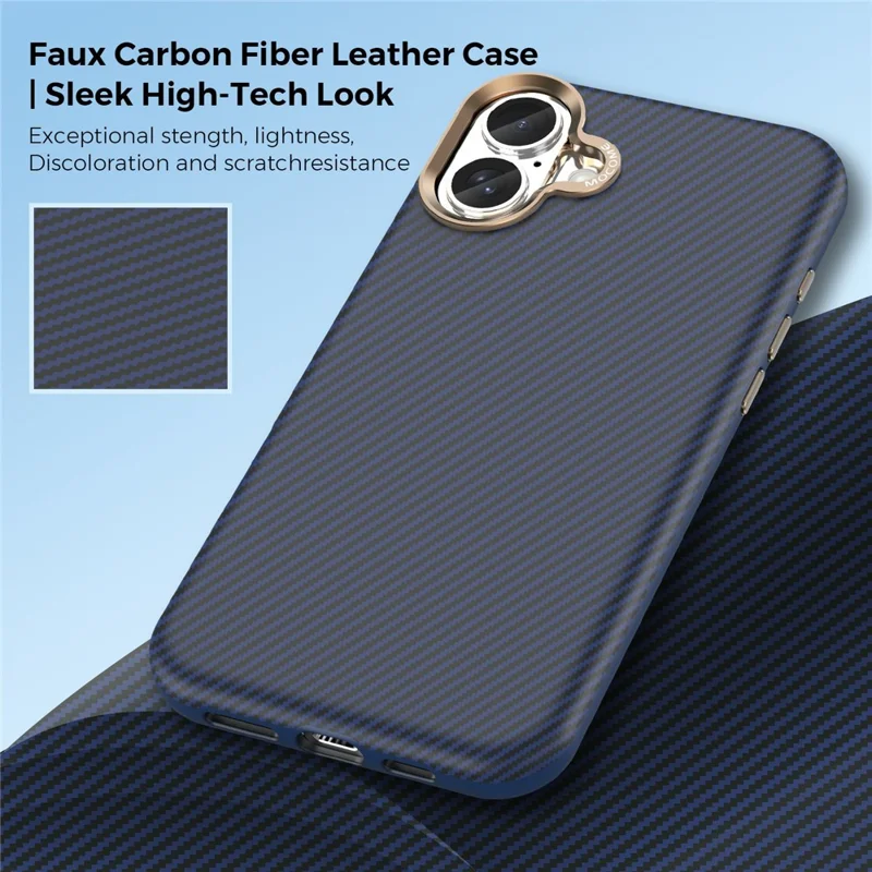 Für iPhone 16 Plus Hülle kompatibel mit MagSafe Kohlefaser-Optik stoßfest TPU PC Schutzhülle - Saphir