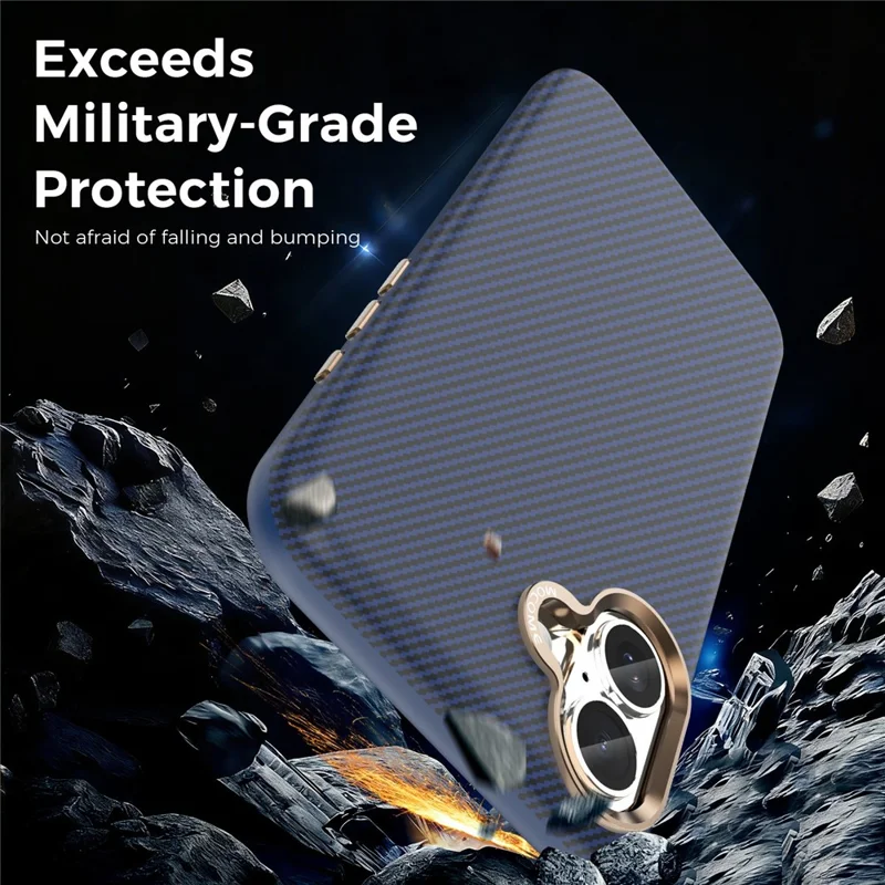 Für iPhone 16 Plus Hülle kompatibel mit MagSafe Kohlefaser-Optik stoßfest TPU PC Schutzhülle - Saphir